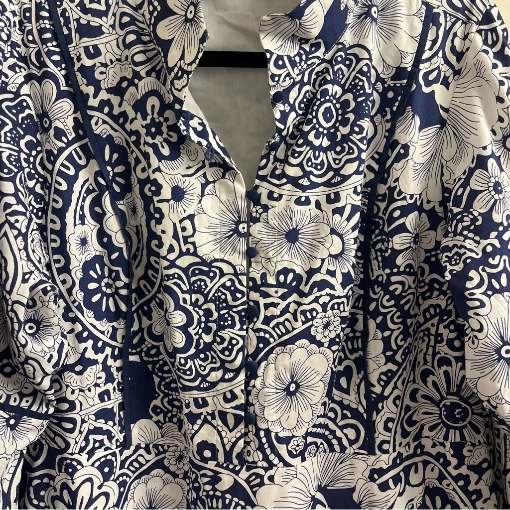 Hyacinth House Navy & White Floral Hillsborough Midi Dress XL Blue - Image 8