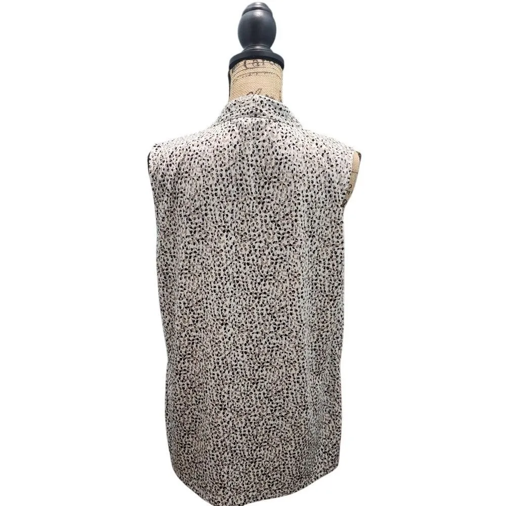 Ann Taylor‎ Sleeveless Animal Print V-Neck Blouse Professional Office Wear XL - Image 2