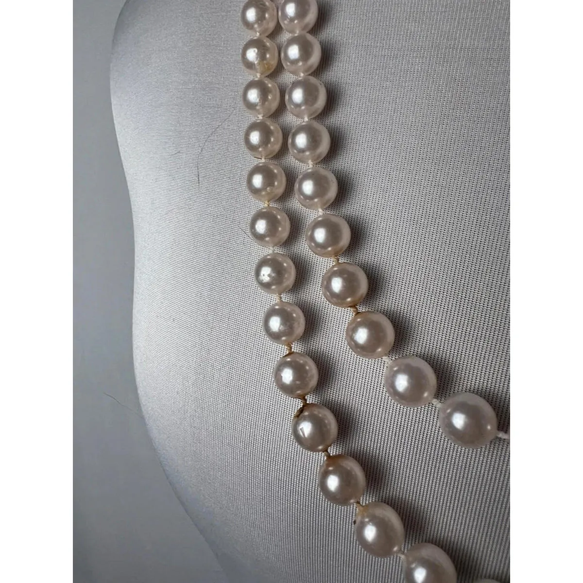 vintage faux pearl retro double layered long necklace White - Image 4