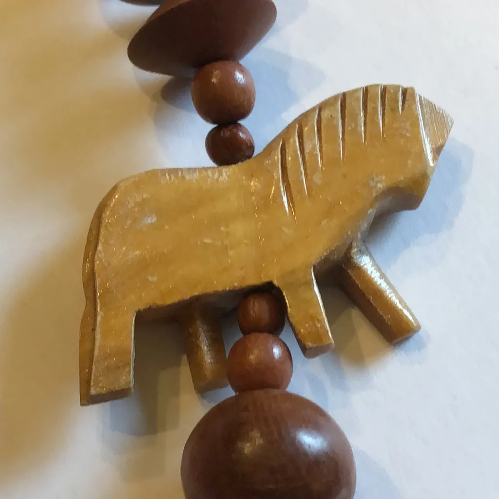 Wooden Beaded Boho Animal Accents Retro Necklace Brown - Image 5