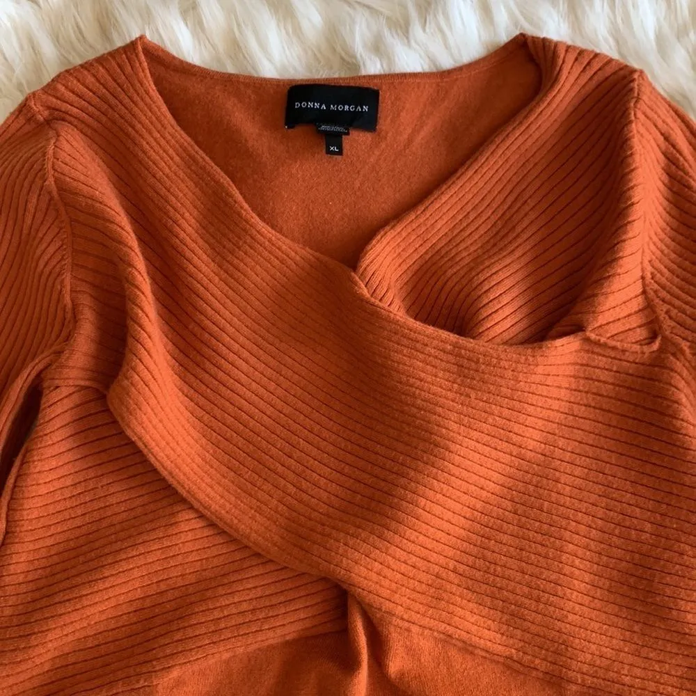 Donna Morgan Taylor Knit Dress Burnt Orange Color Size XL - Image 6