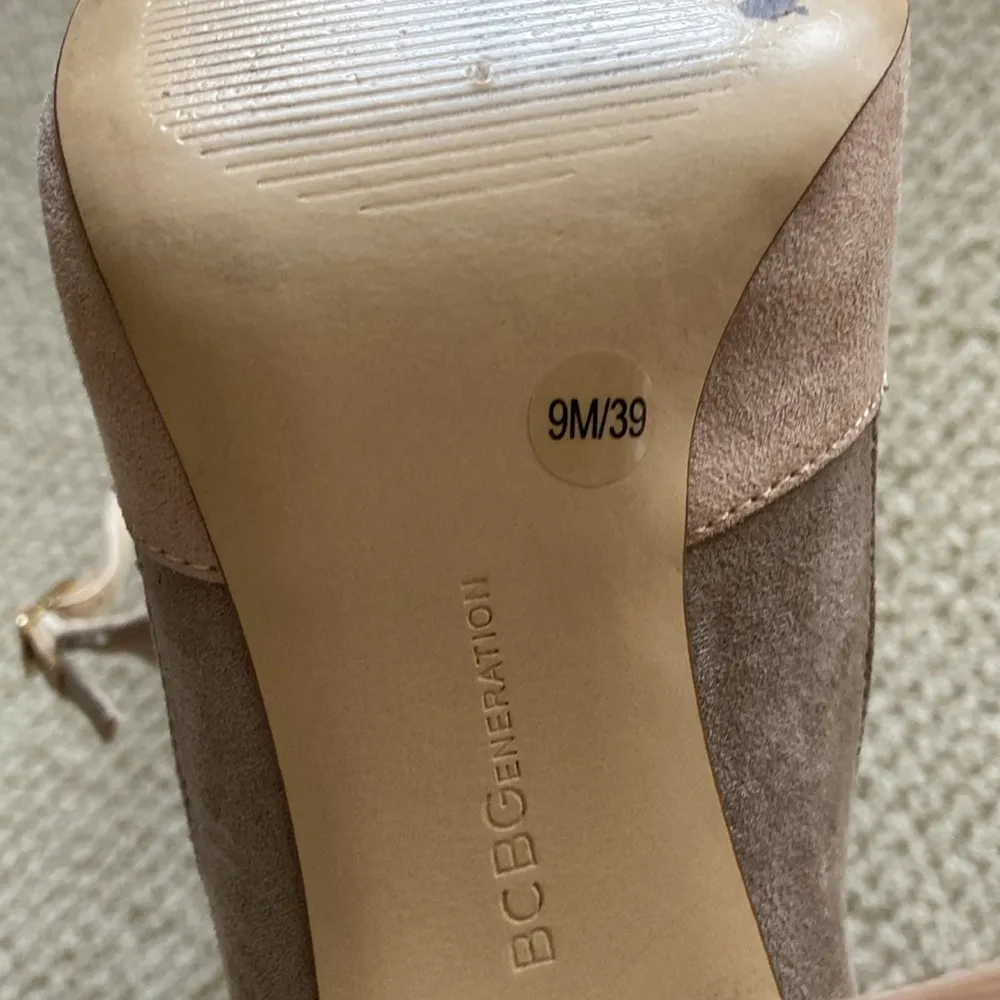 BCBGeneration Nude Ankle Block Heels Size 9 Seude Style Double Strap Strappy - Image 7