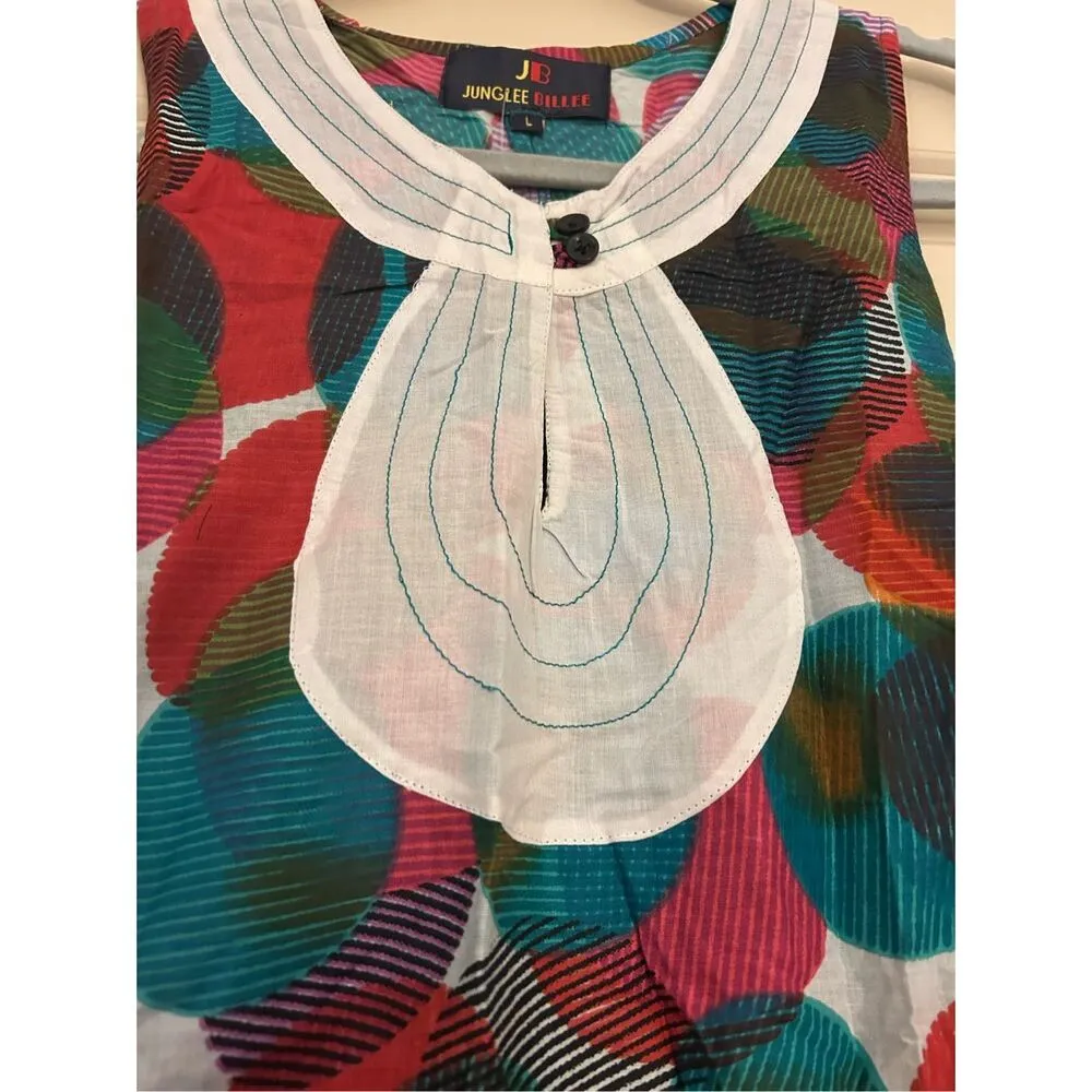 NWT Junglee Billee Geo Lightweight Cotton Belted Career India S Green - Image 3