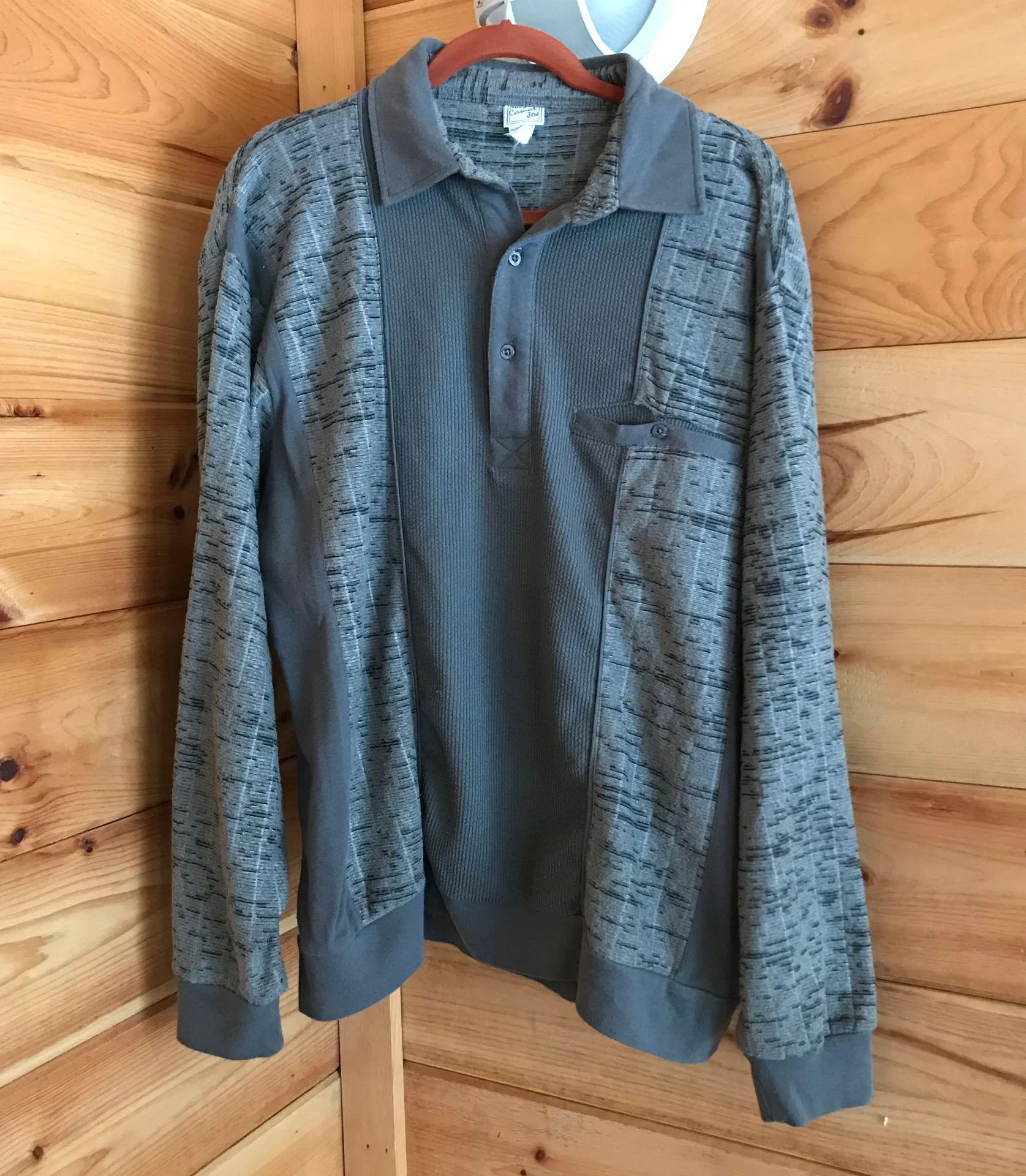 AMAZING GREY VINTAGE COLLARED LONG SLEEVE SWEATSHIRT Gray Size L - Image 1