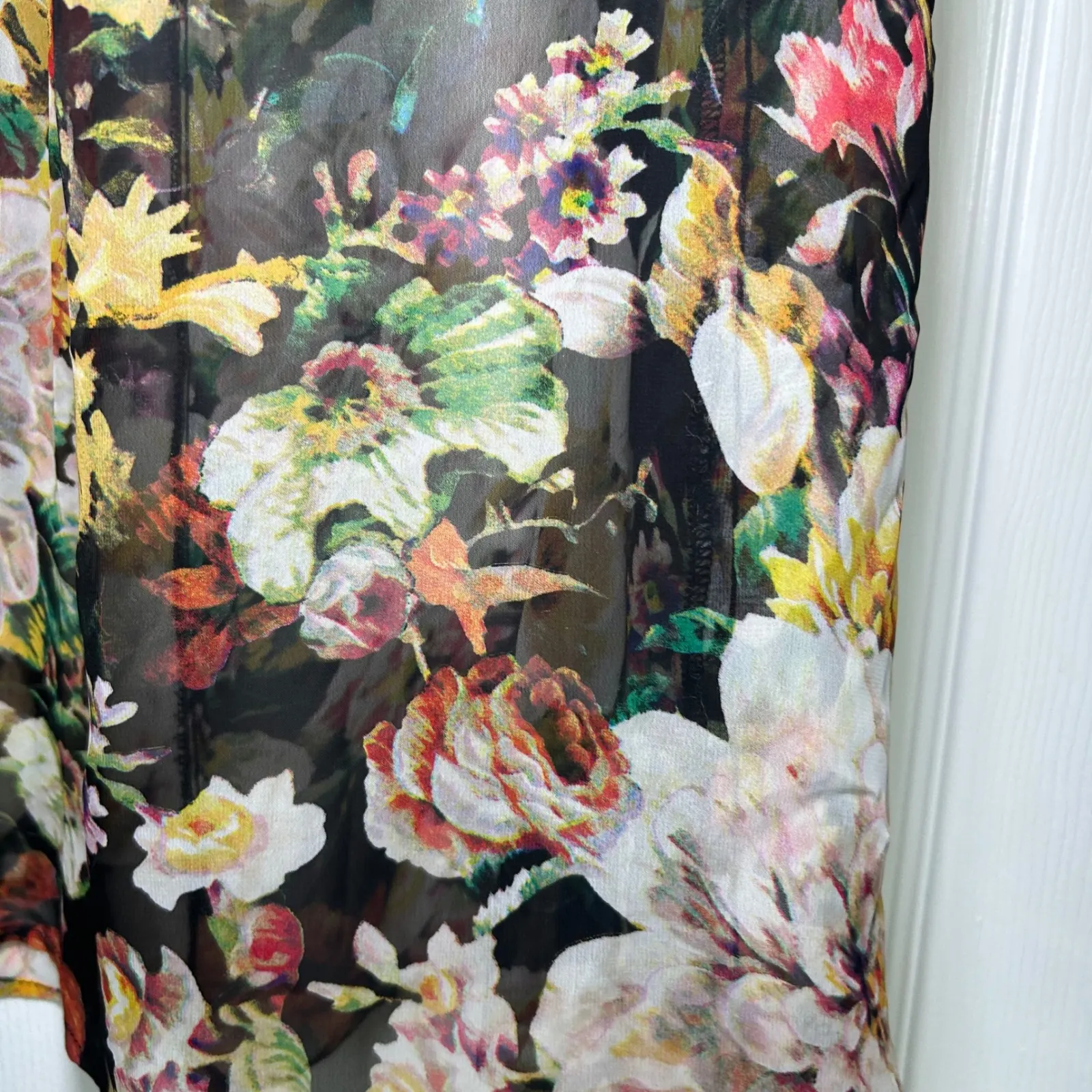 Show Me Your Mumu Floral Maxi Dress Long Sleeve Plunge Neck Womens S Event Party - Image 5