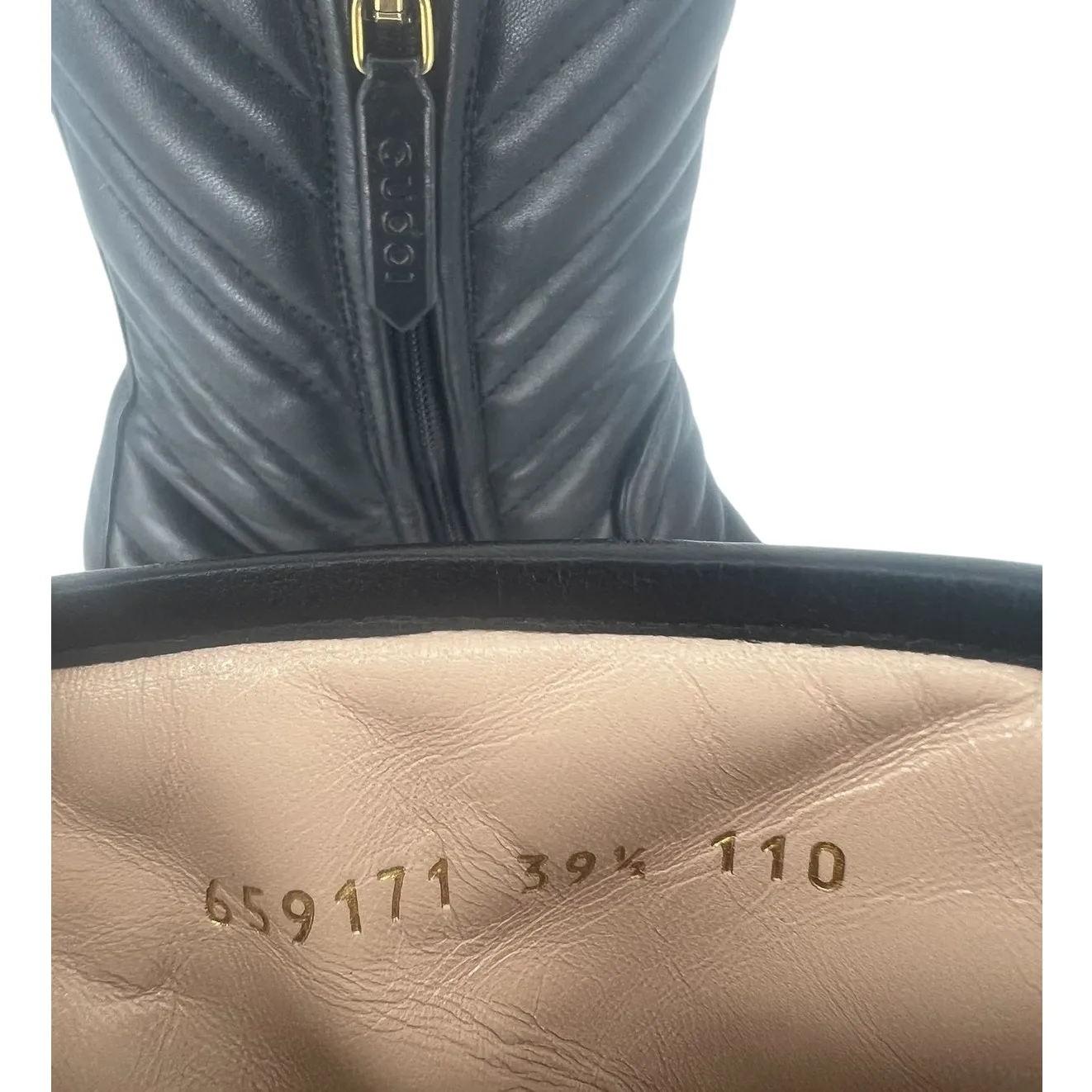 Gucci  95mm Matelasse' Leather Platform Boots in Black - Image 15