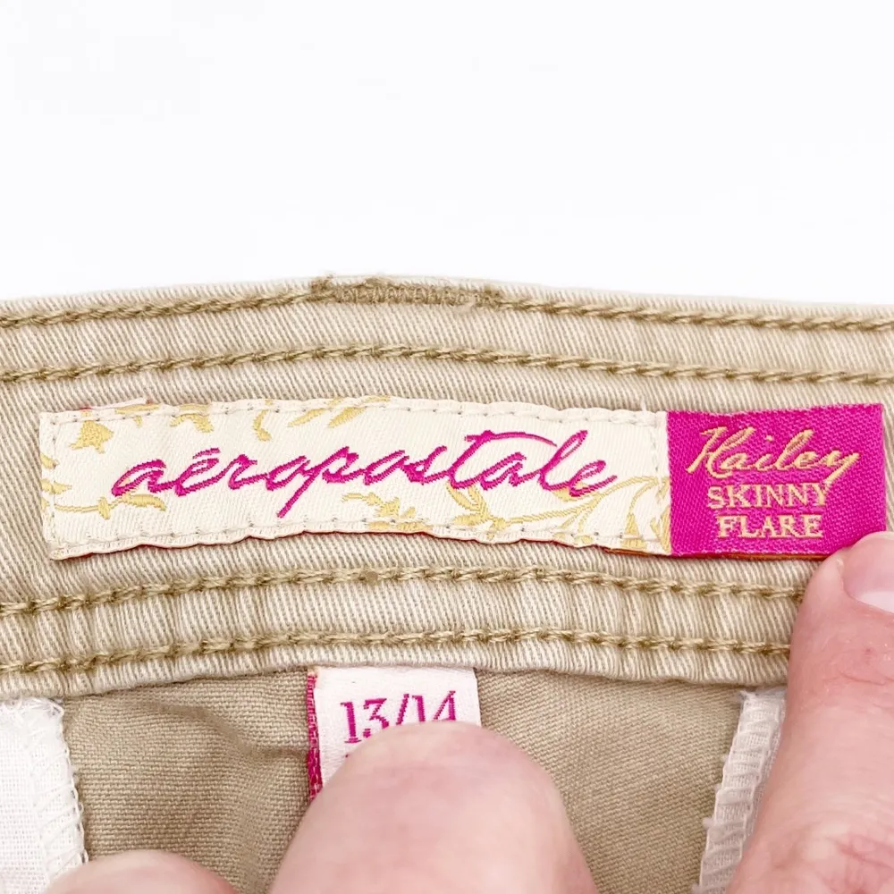NEW Aeropostale Hailey Skinny Flare Tan Pants Y2K Low Rise Style Size 13/14R - Image 7