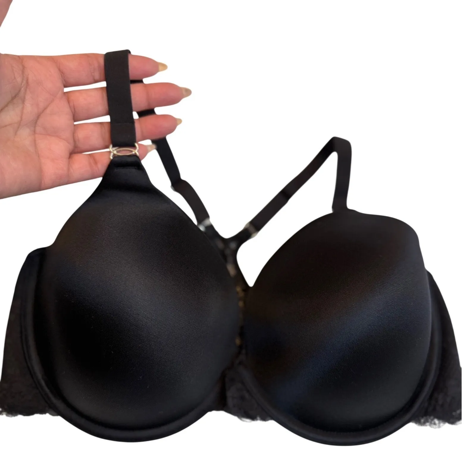 Maidenform Black Lace Trim Racerback Underwire Adjustable Straps Bra 36DD - Image 4