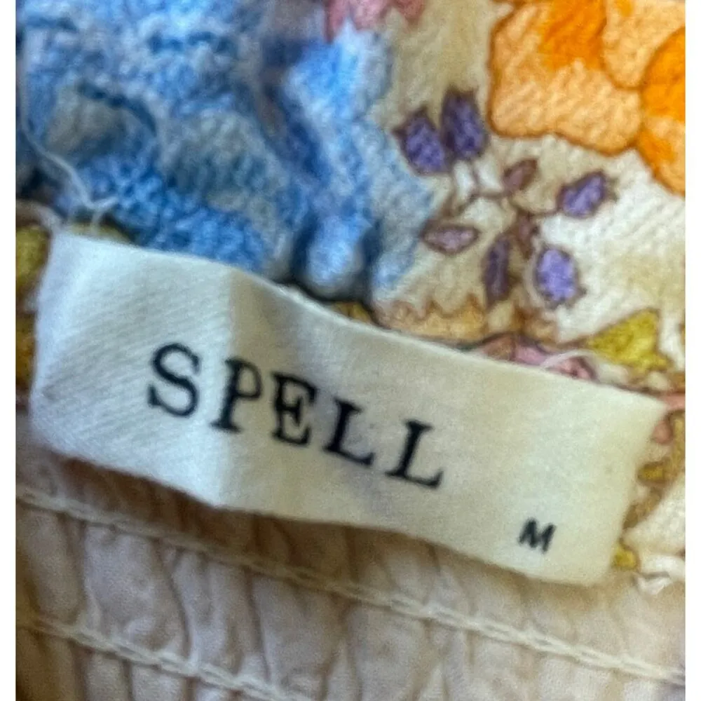 SPELL Strappy Maxi Enchanted Wood Dress in Orange Dandelion Floral Size Medium - Image 8