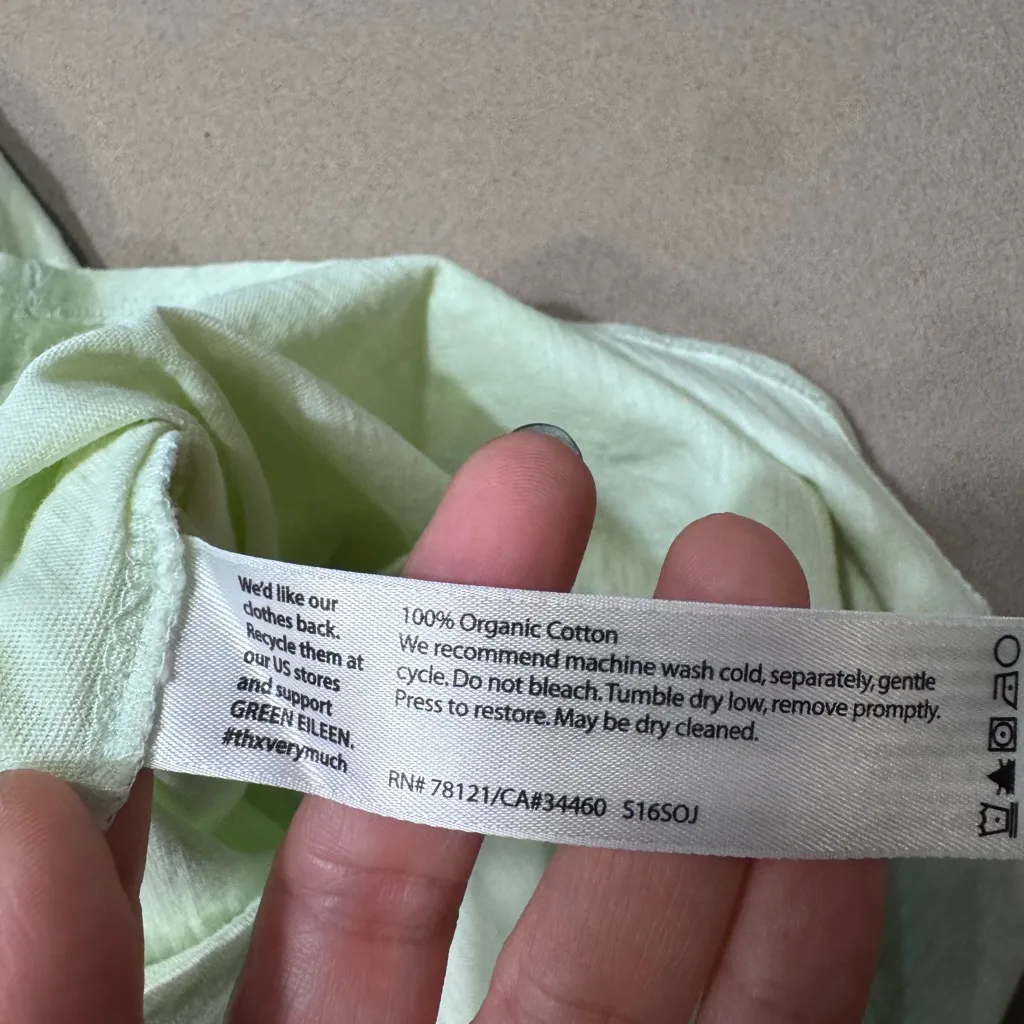 Eileen Fisher 100% Organic Cotton Yellow V-Neck Short Sleeve Tee - Image 6