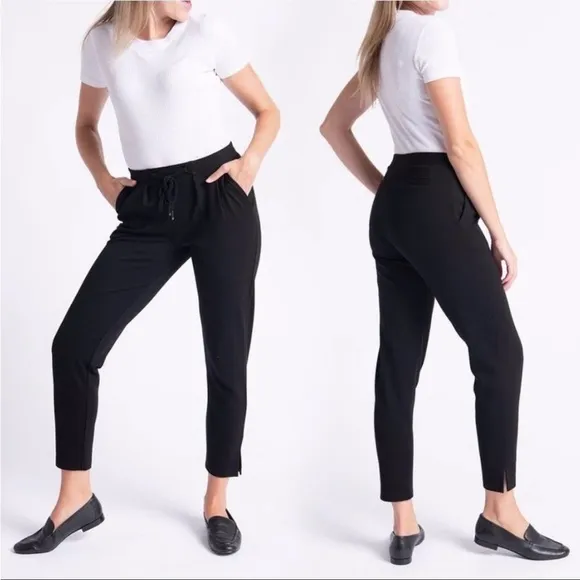 Betabrand Skinny-Leg Pleat Front | SoHo Joggers | Black | Small Long - Image 2