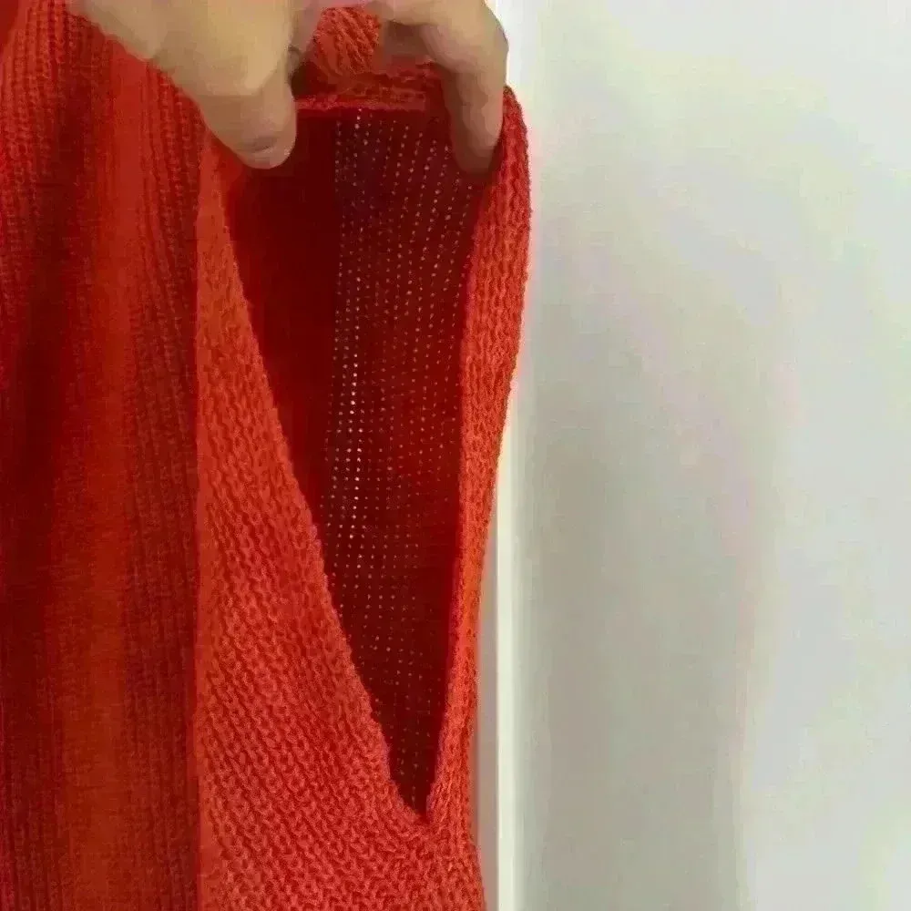 Womens Oversized Orange Turtleneck Sleeveless Sweater. Sz: S. - Image 5