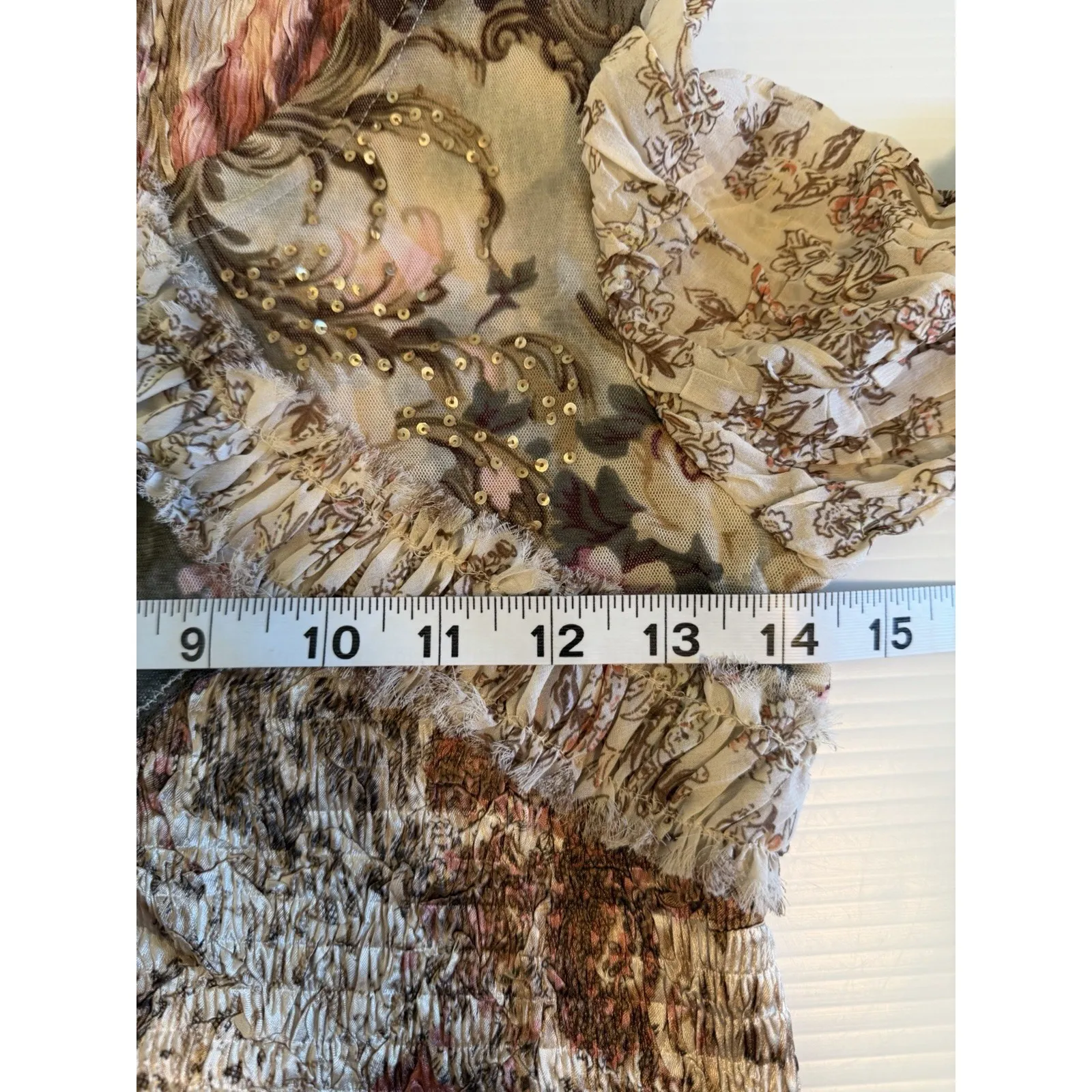 ALBERTO MAKALI Y2K Women's Small Patchwork Floral Sheer Blouse Shirt Whimsigoth - Image 8