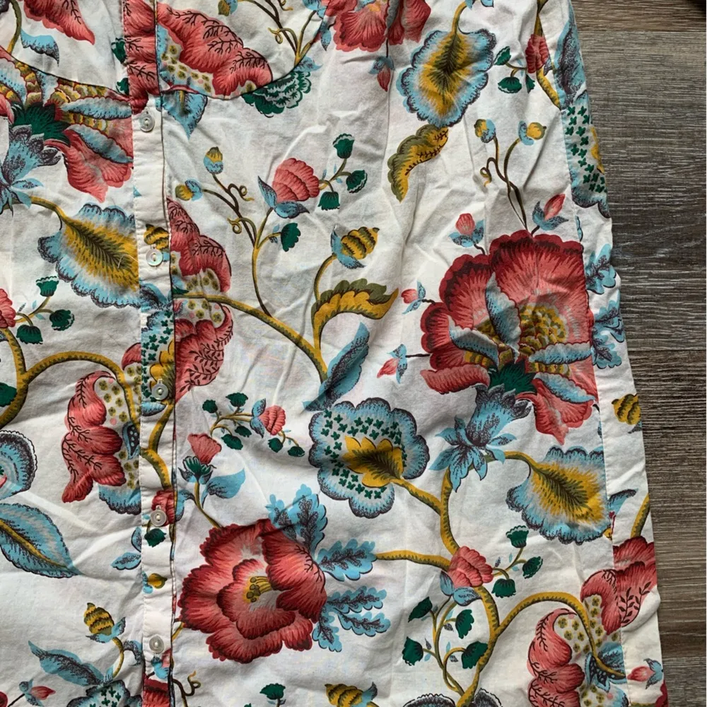 Zara Woman Off White Floral Button Up Blouse S - Image 2