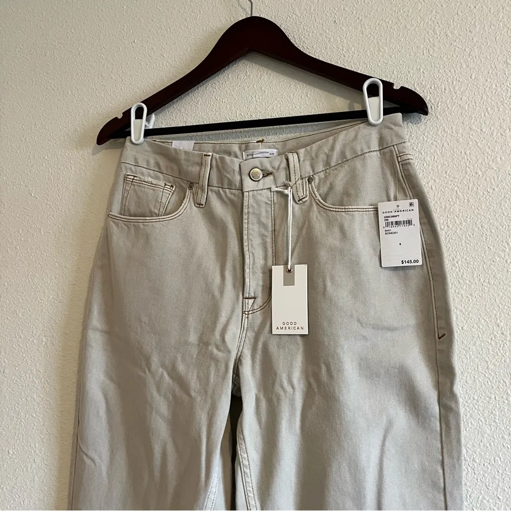NWT Good American Women's Good 90s Icon Straight Leg Jeans Size 6/28 in Bone - Image 3