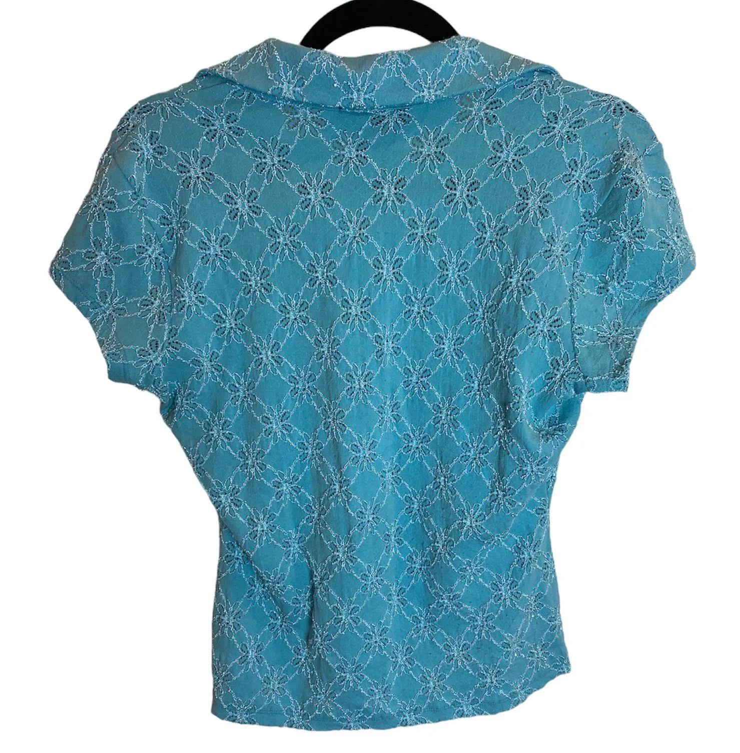 Y2K INC floral lace short sleeve polo shirt - Image 2