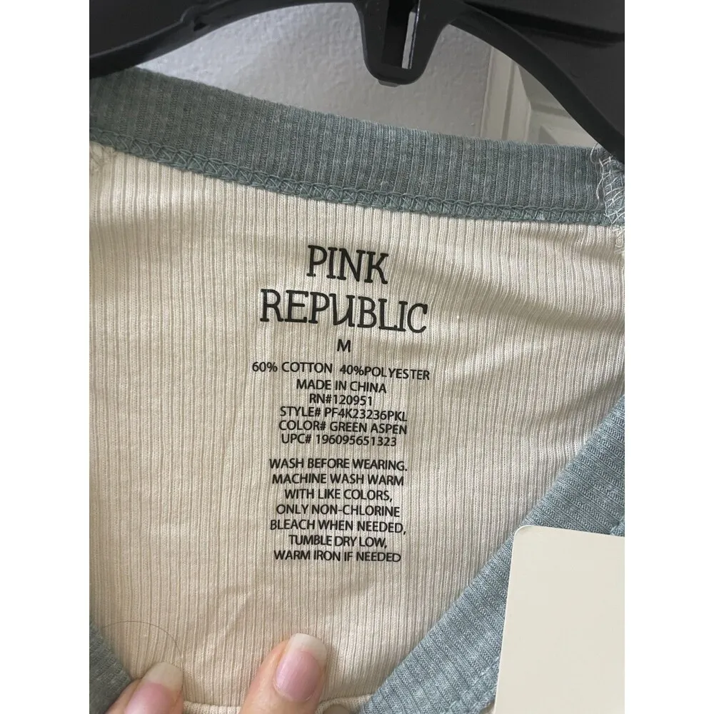 NEW Pink Rose Long Sleeve Rib Top Pink Rose SIZE M GREEN ASPEN - Image 5