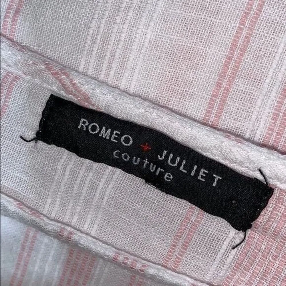Romeo and Juliet Couture Womens Peasant Top Blouse Shirt Striped Pink White Sm - Image 6