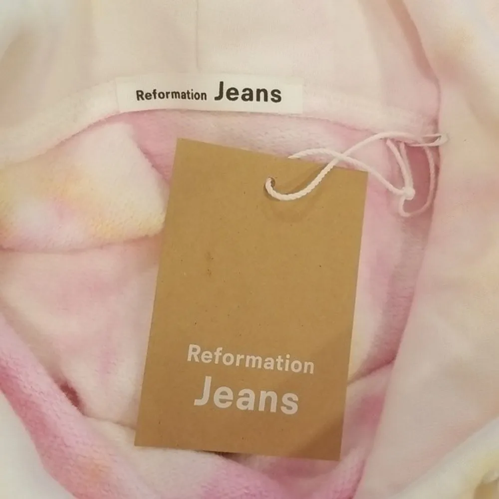 💕REFORMATION💕 Tanner Classic Hoodie  Creamsicle Pink Yellow Tie Dye Small NWT - Image 10