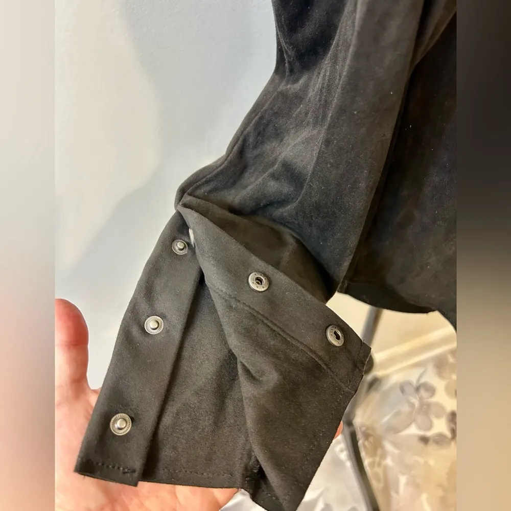 Kut From The Kloth Tayanita Faux Suede Waterfall Moto Jacket in Black Size Lg - Image 5