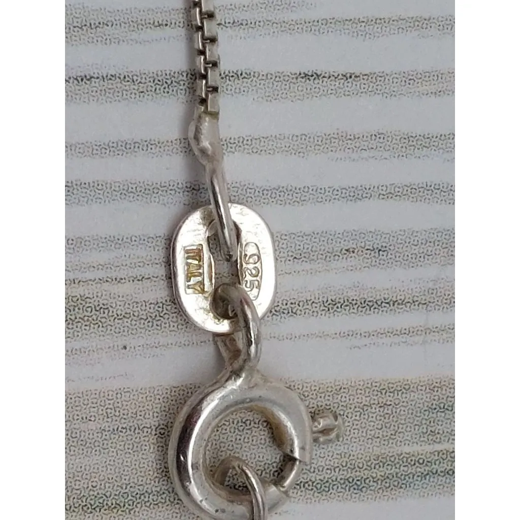 Pretty Sterling Silver Opal & Marcasite Pendant Necklace Box Chain Signed CW 18" - Image 6