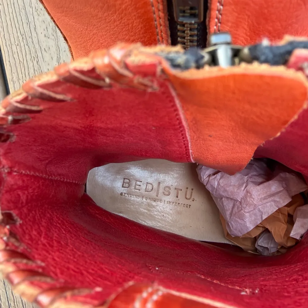 BED|STU Baila II Leather Western Ankle Boots Red Size 7.5 - Image 4