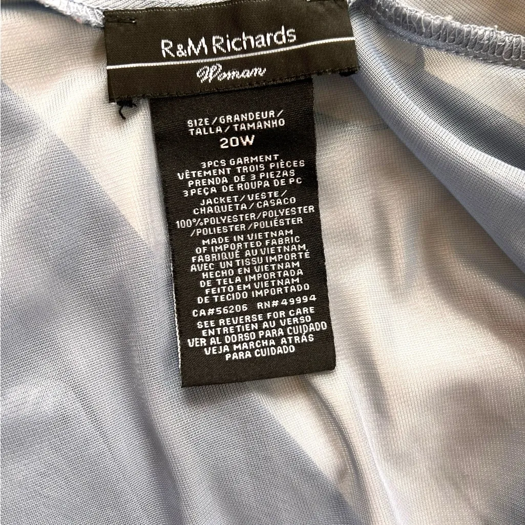 R&M Richards Steel Blue Chiffon Glitter Draped Lightweight Formal Jacket - 20W - Image 5