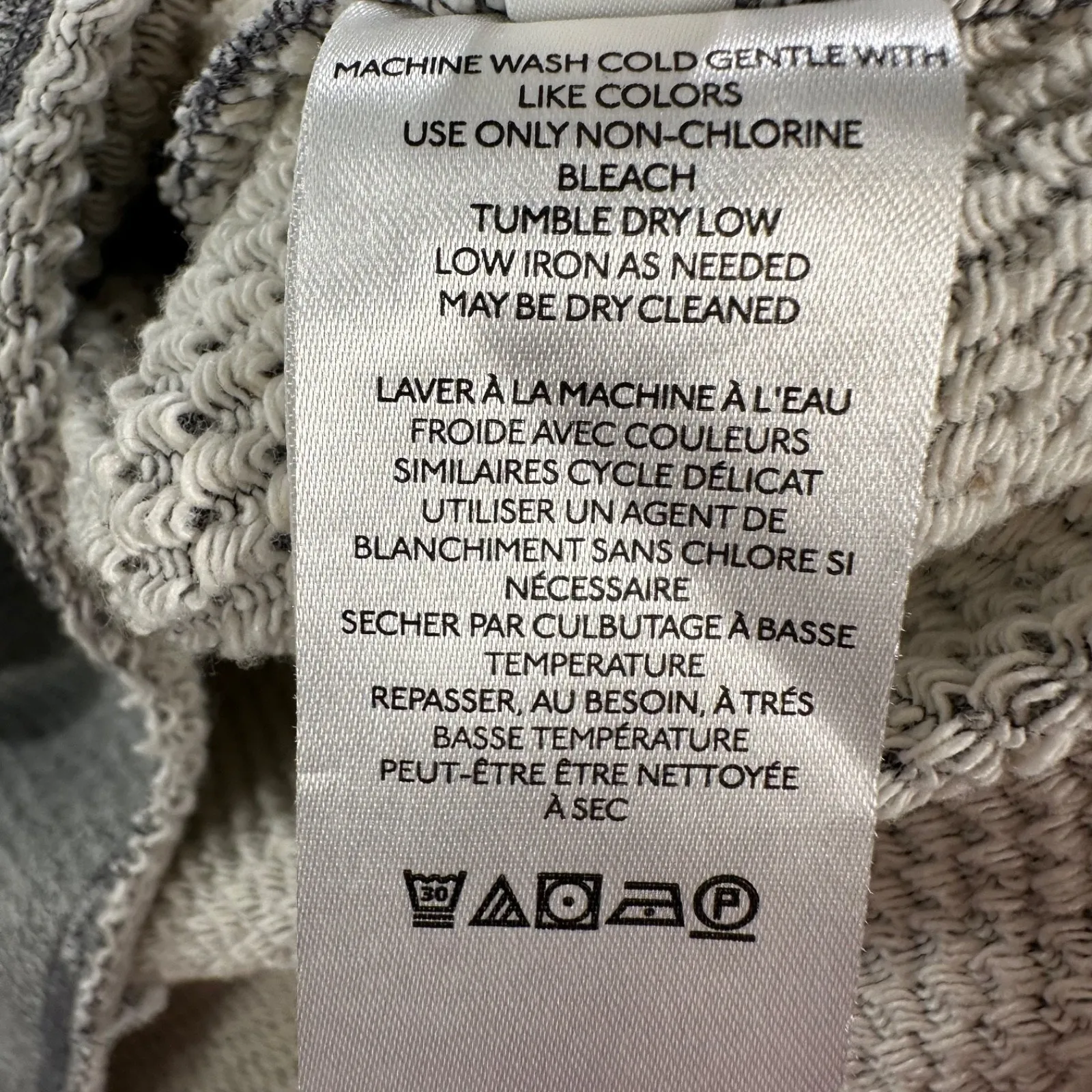 Pilcro Funnel Neck Cut Off Pullover Womens Small Gray Terry Boxy Casual Pullover - Image 7