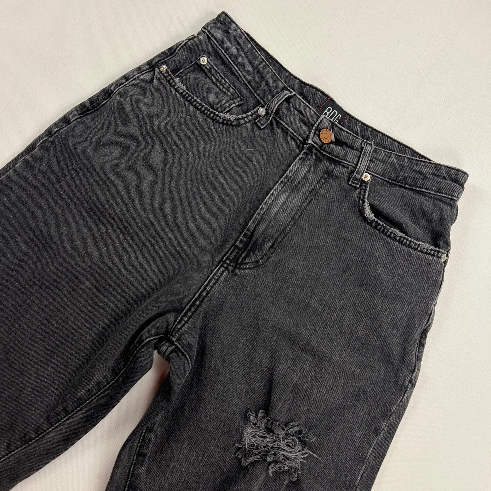 BDG Urban Outfitters Black Stretch High Rise Flare Distressed Jeans Size 28 - Image 3