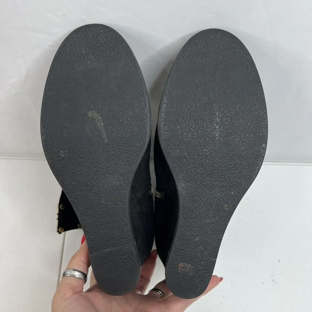 Johnston & Murphy Size 7.5 Brynn Cuff Wedge Bootie Black Oiled Suede Ankle Boots - Image 11