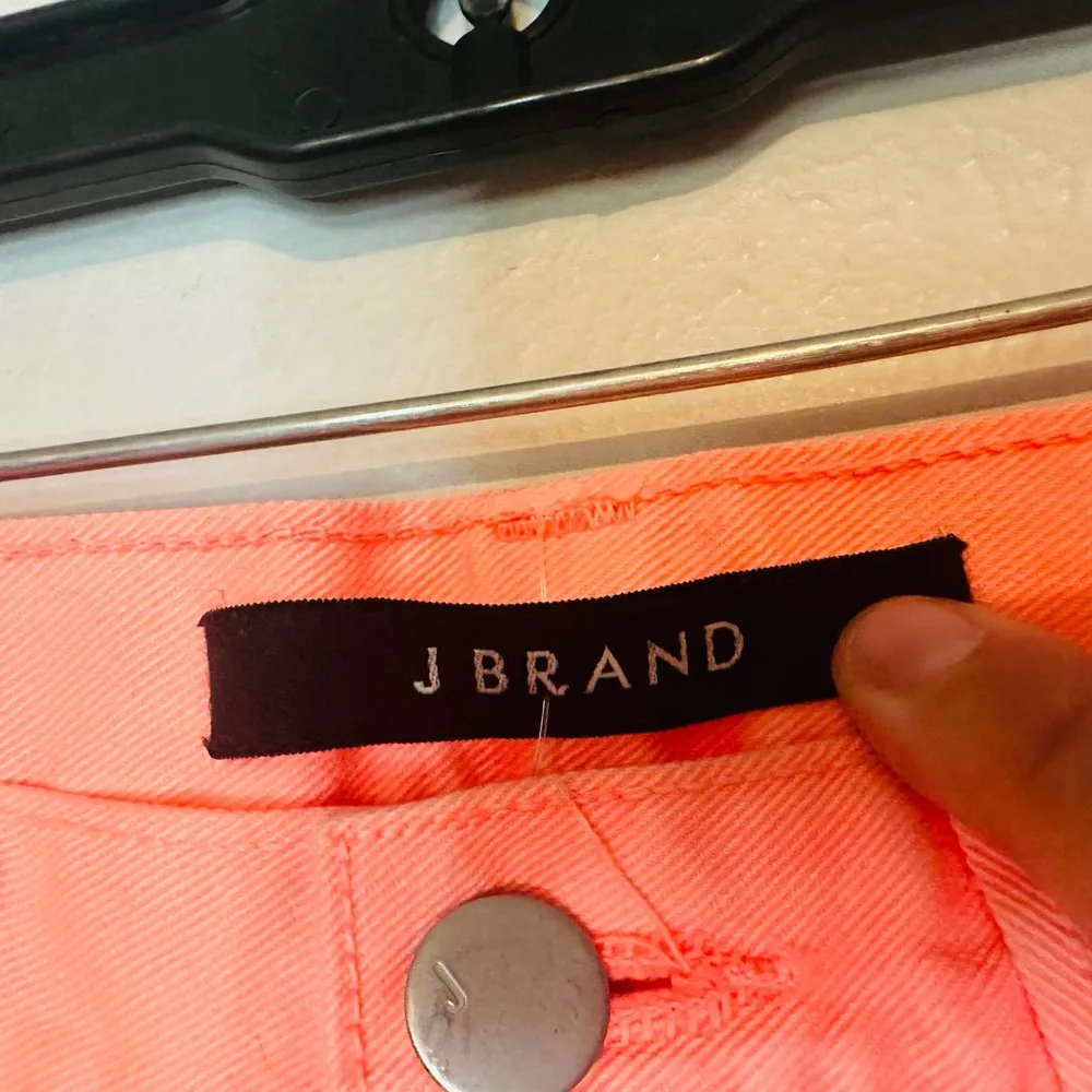 J BRAND Joanie Boy Sherbet Orange Button Fly Knit Hem Denim Shorts Size 25 - Image 2