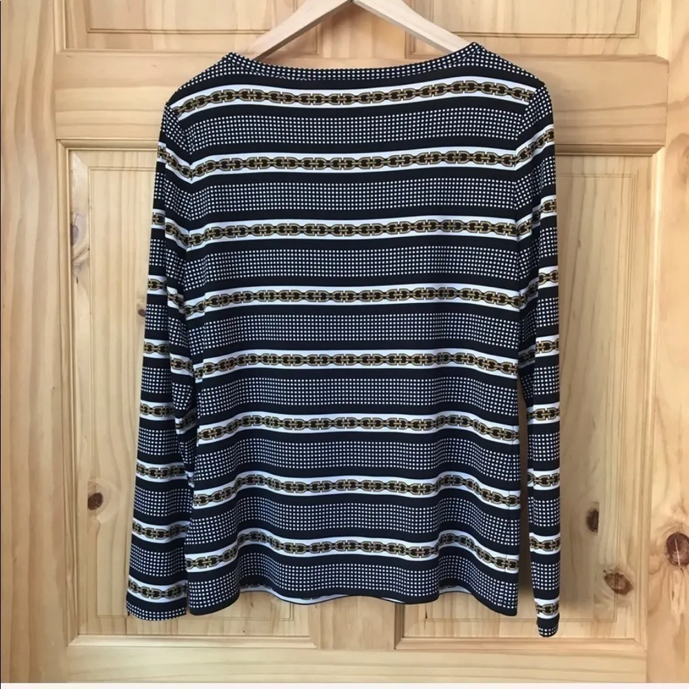 MICHAEL Michael Kors petite striped nautical long sleeve top size LP - Image 6
