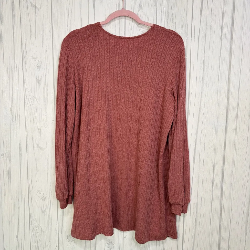 NWT BLU PEPPER Cozy Life Ribbed Knit Lightweight Lounge Cardigan, Large - Image 5