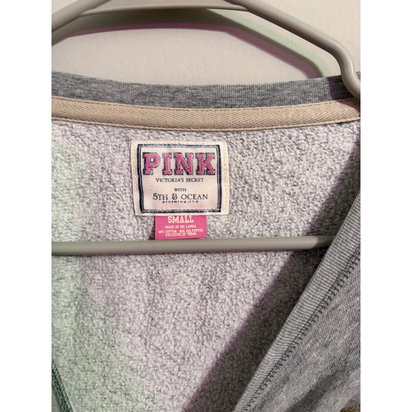 PINK Victoria's Secret Sweatshirt Panthers Graphic Sequins Gray Small - Image 4