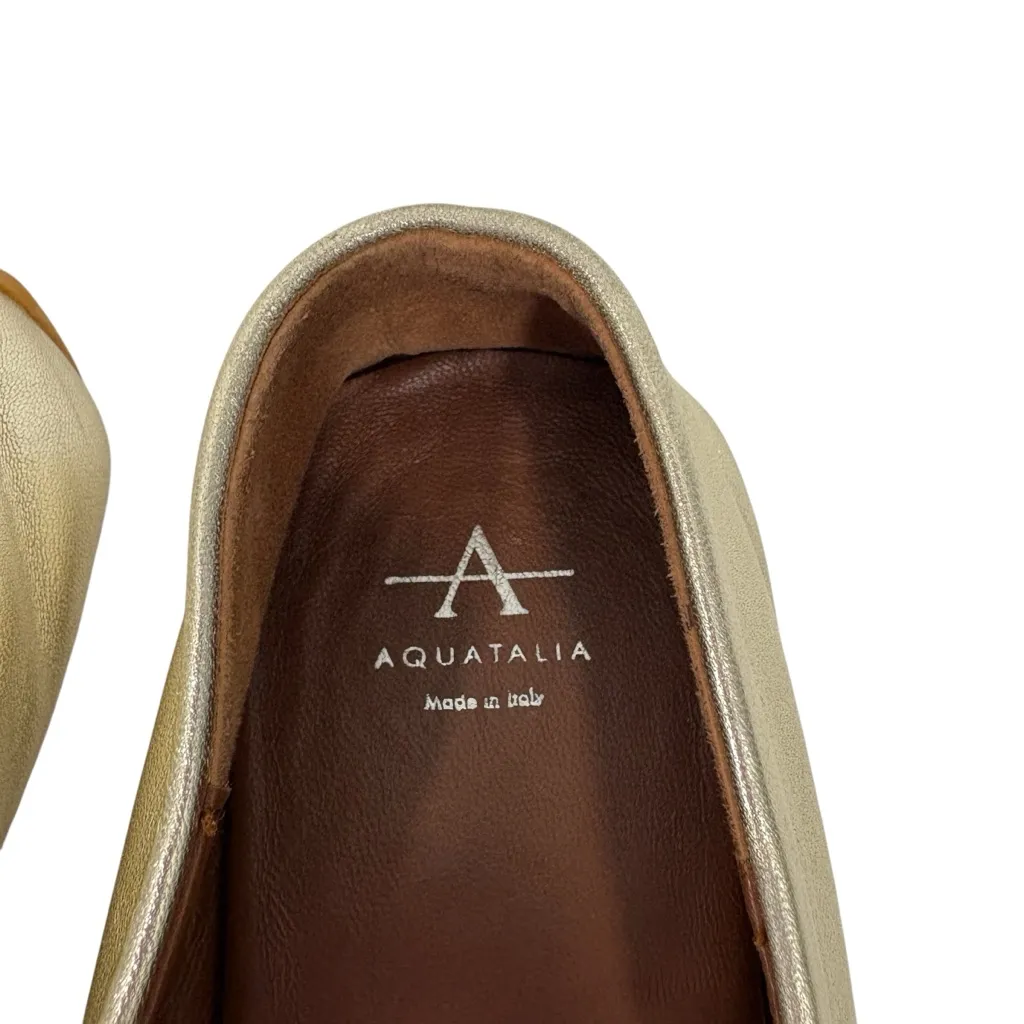 AQUATALIA Quinna Gold Metallic Loafers shoes 9 - Image 2