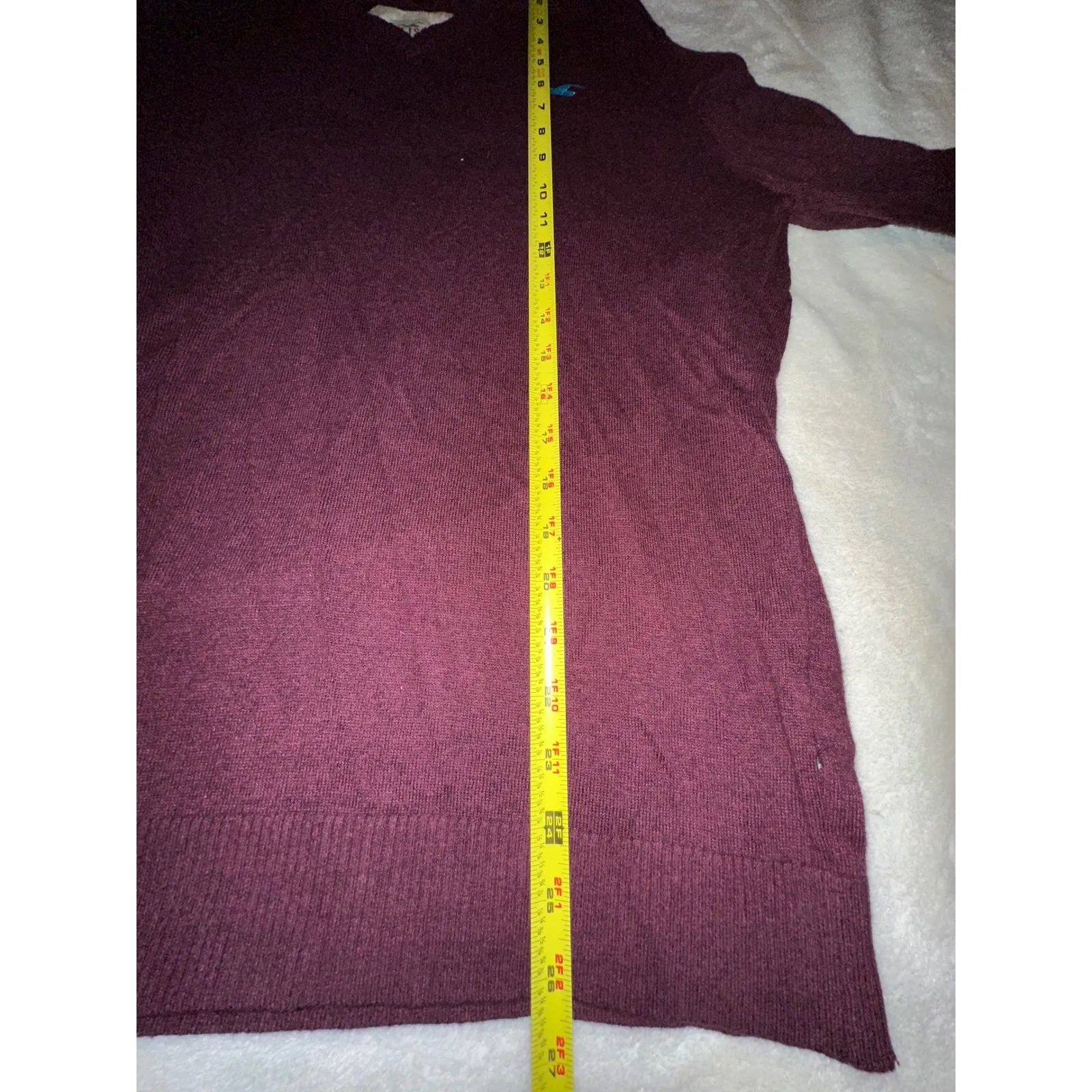 Hollister California V-Neck Sweater Women's Medium Burgundy Casual Knit - Image 3