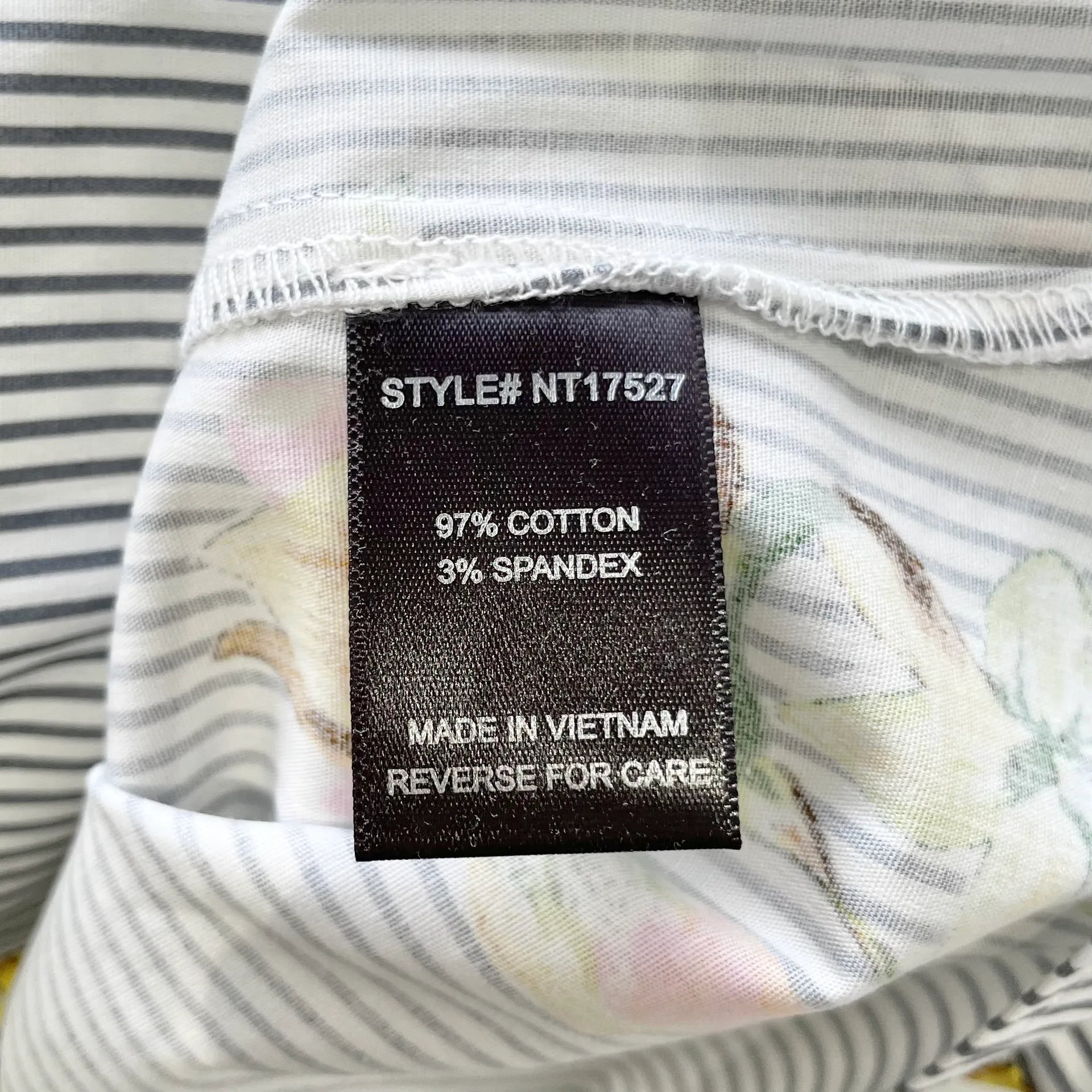 New  Floral Striped One Shoulder Long Sleeve Shirt Grey Multi - Image 15