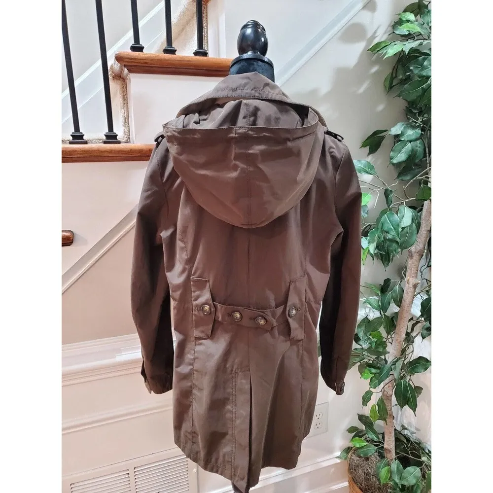 Jones New York Women Brown Cotton Long Sleeve Double Breasted Jacket Size Medium - Image 7