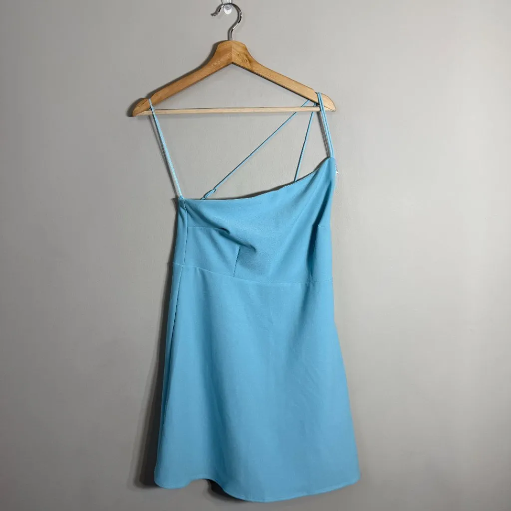 Abercrombie & Fitch One Shoulder Mini Dress Skort Women's Medium Tall Blue NWOT - Image 4