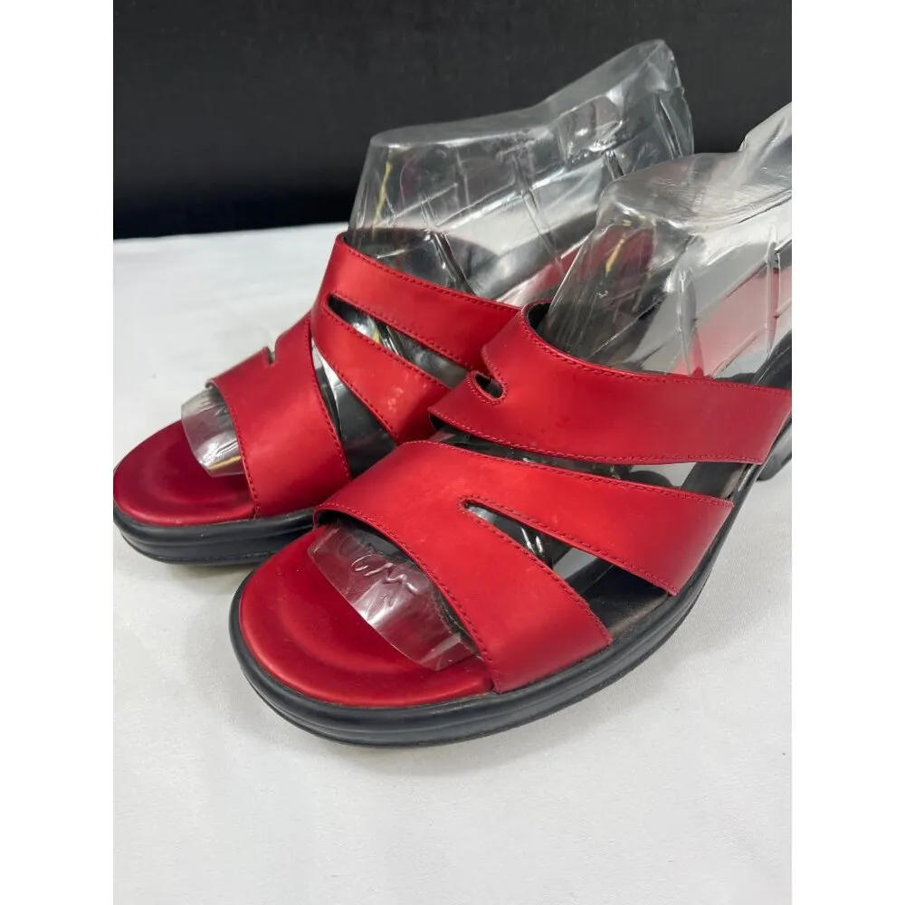 Dansko Red Womens Leather Strappy Wedge Sandals Size 38 SKU 7206 - Image 2