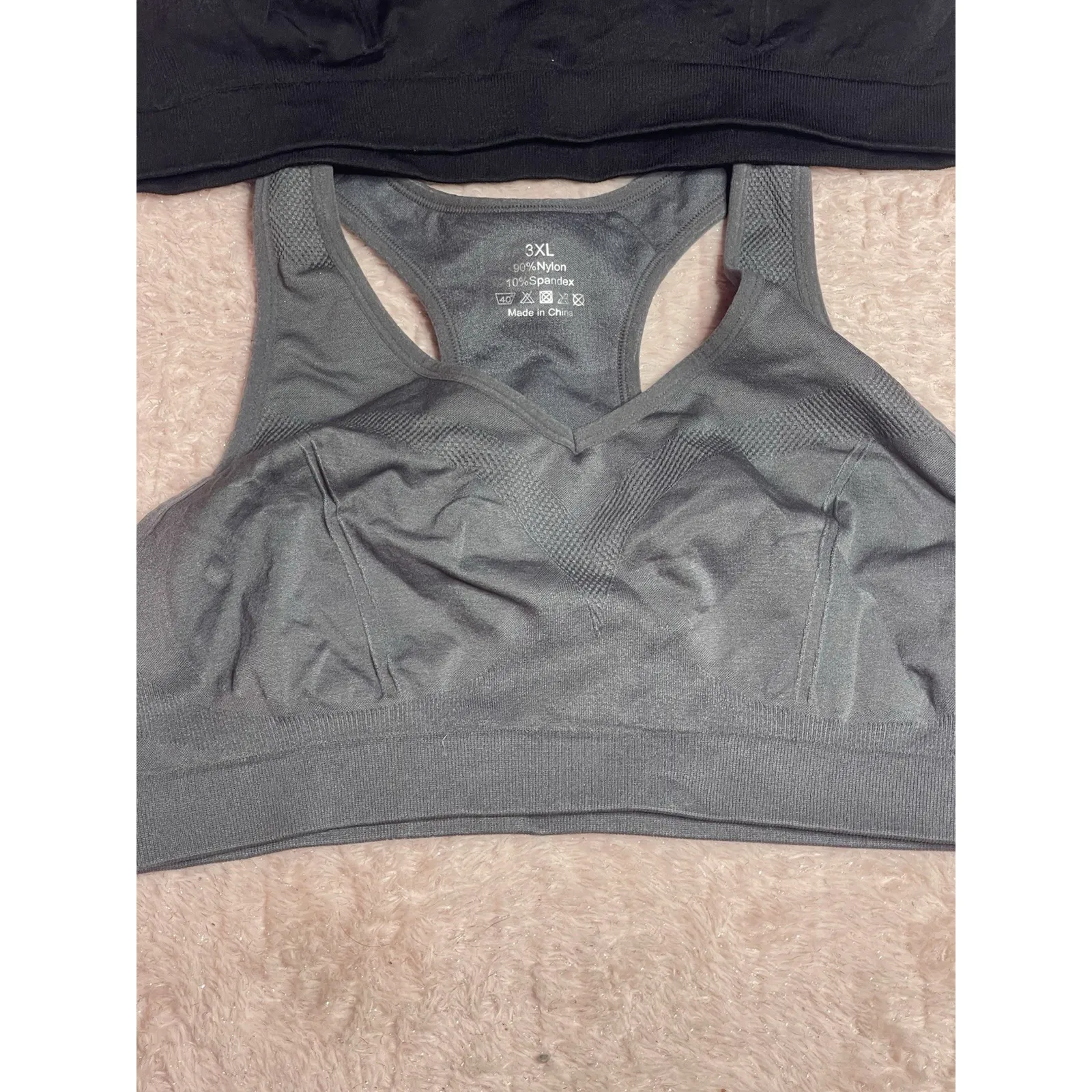 2 Bundle women's Sport Bra 3X Gray black racerback Size undefined - Image 2