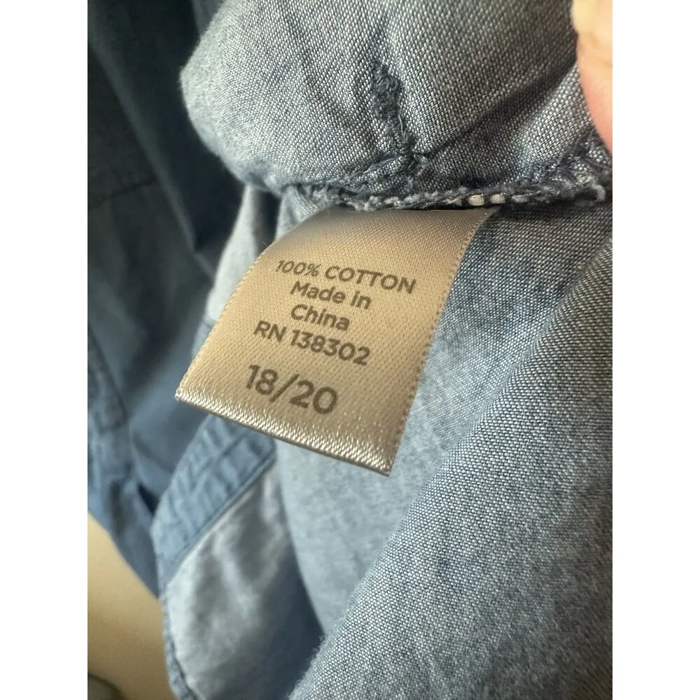 Avenue Women’s Plus Size 18/20 Denim Chambray Tunic Top Blue - Image 3