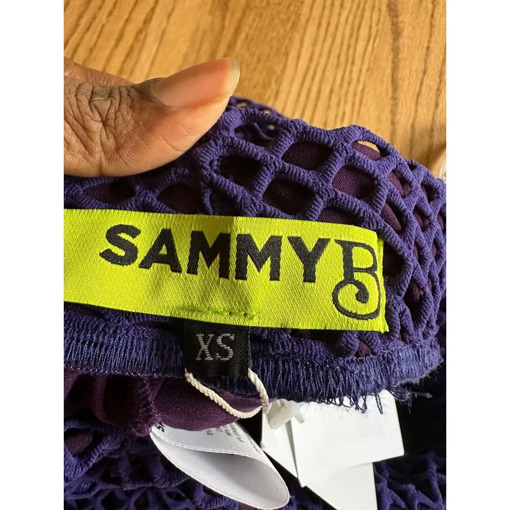 Sammy B Diamond Mesh Bootcut Pants Purple Flared Trashy Y2K NWT Lined Party XS - Image 5