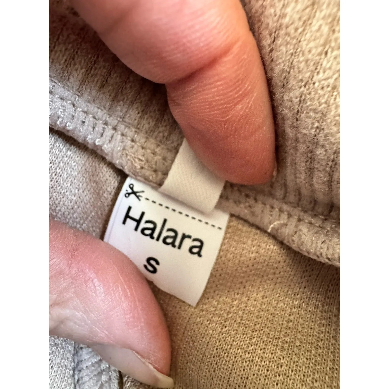 NWOT Halara Ribbed High Waisted Tummy Control Wide Leg Sweatpants Beige Small - Image 8