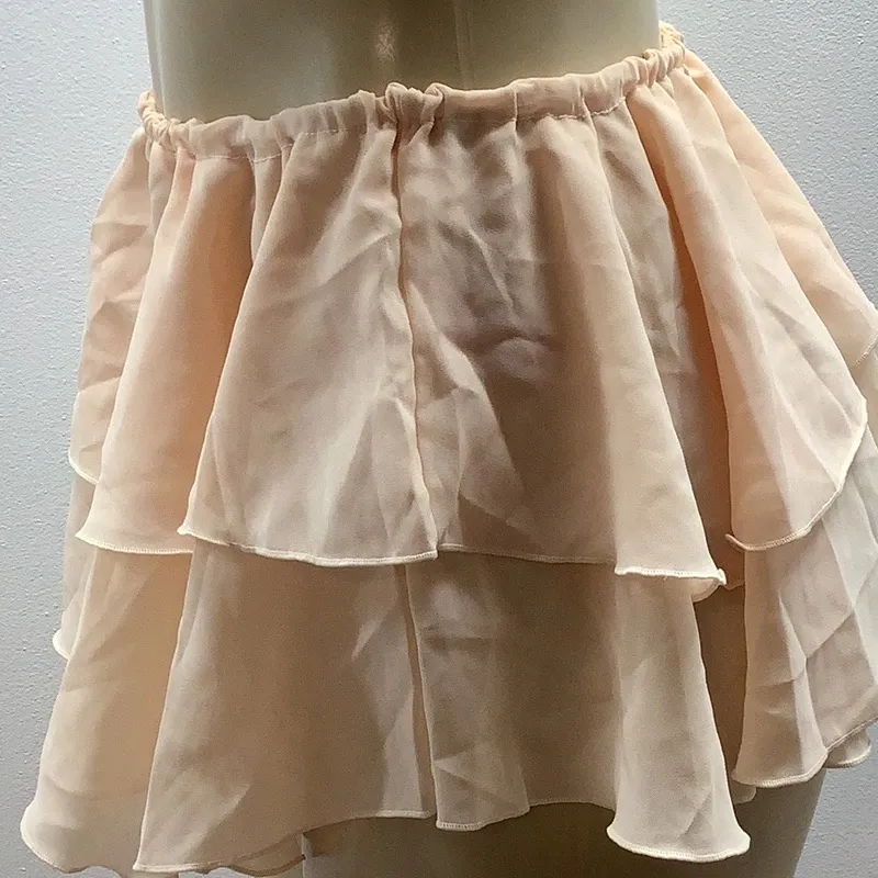 Zuliana Size Small Light Peach Ruffle Side Tie Skirt. Made in USA. New With Tags - Image 2