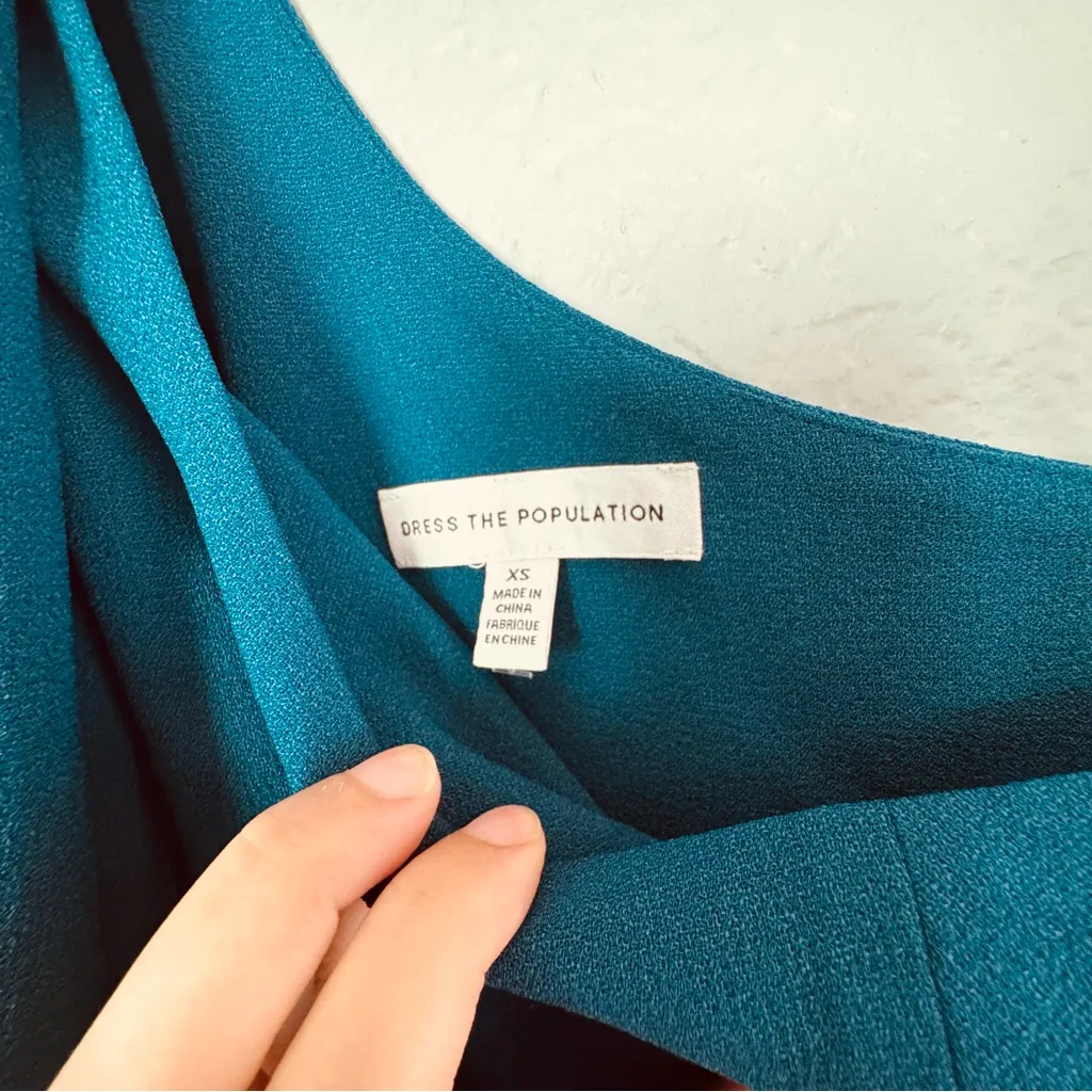 $248 Dress The Population • One Shoulder Cape Gown • Georgina • Color Pine • XS - Image 9