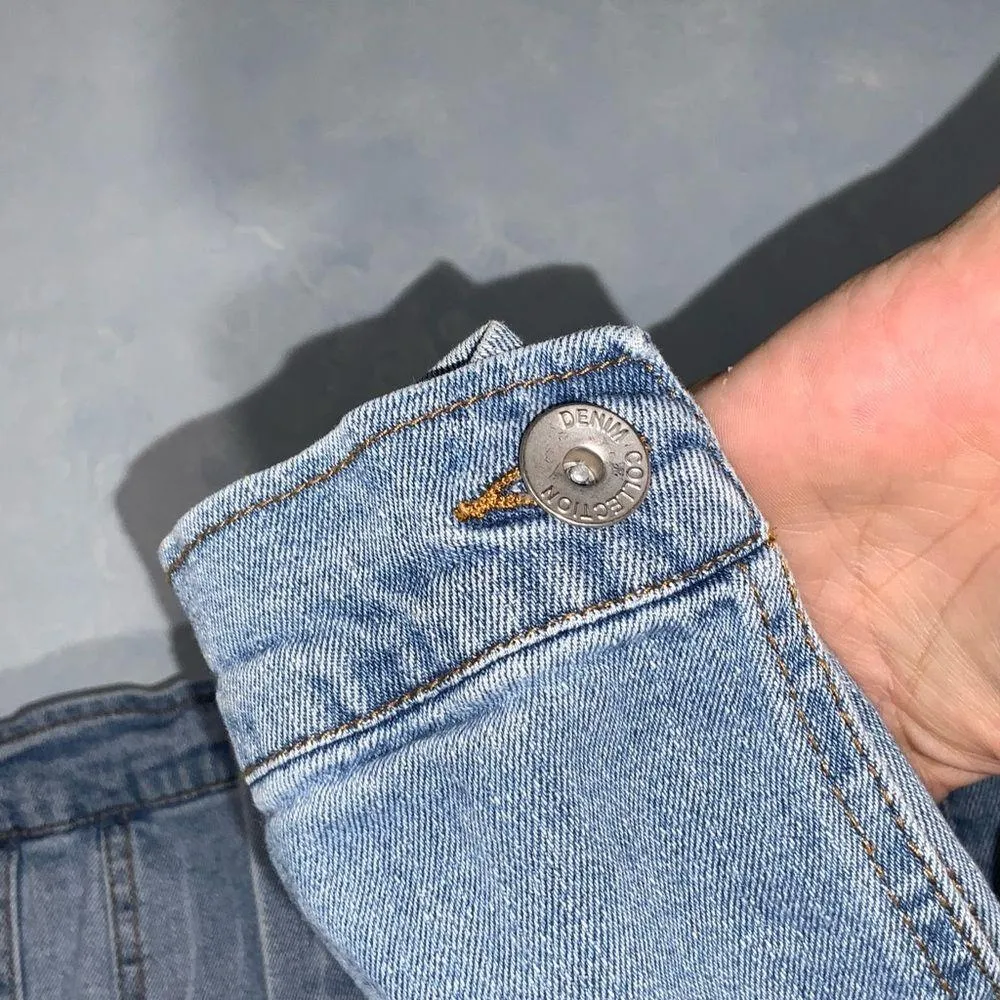 CI SONO Denim Blue Jean Ripped Distressed Trucker Jacket Size 1X - Image 8