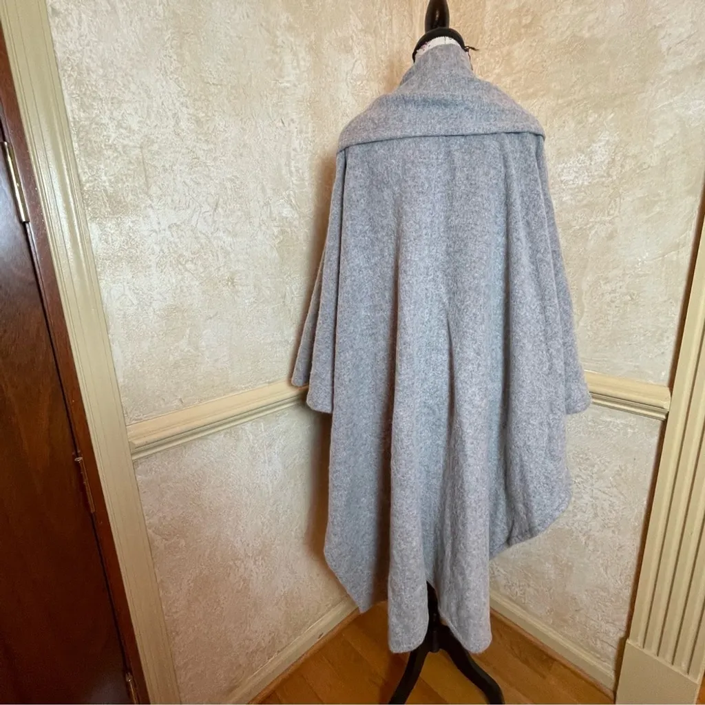 New Viral ZARA Alpaca Wool Scarf Cape Coat ZW Collection Grey Quiet luxury Sz M - Image 8