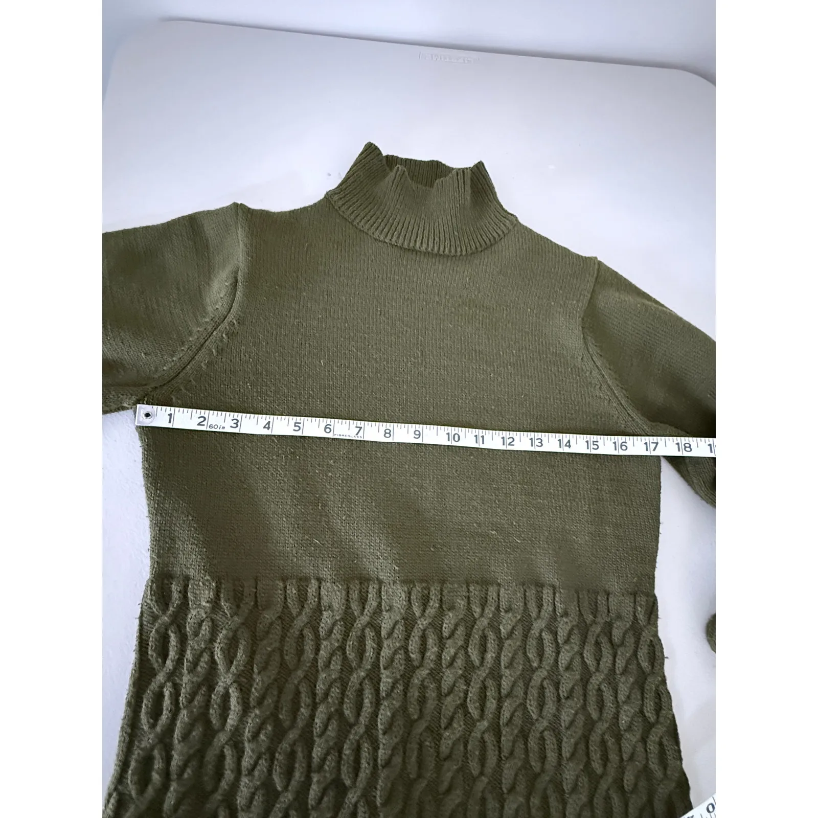 Lulu's Fresh Perspective Olive Green Cable Knit Sweater Dress Small Holiday Xmas - Image 6