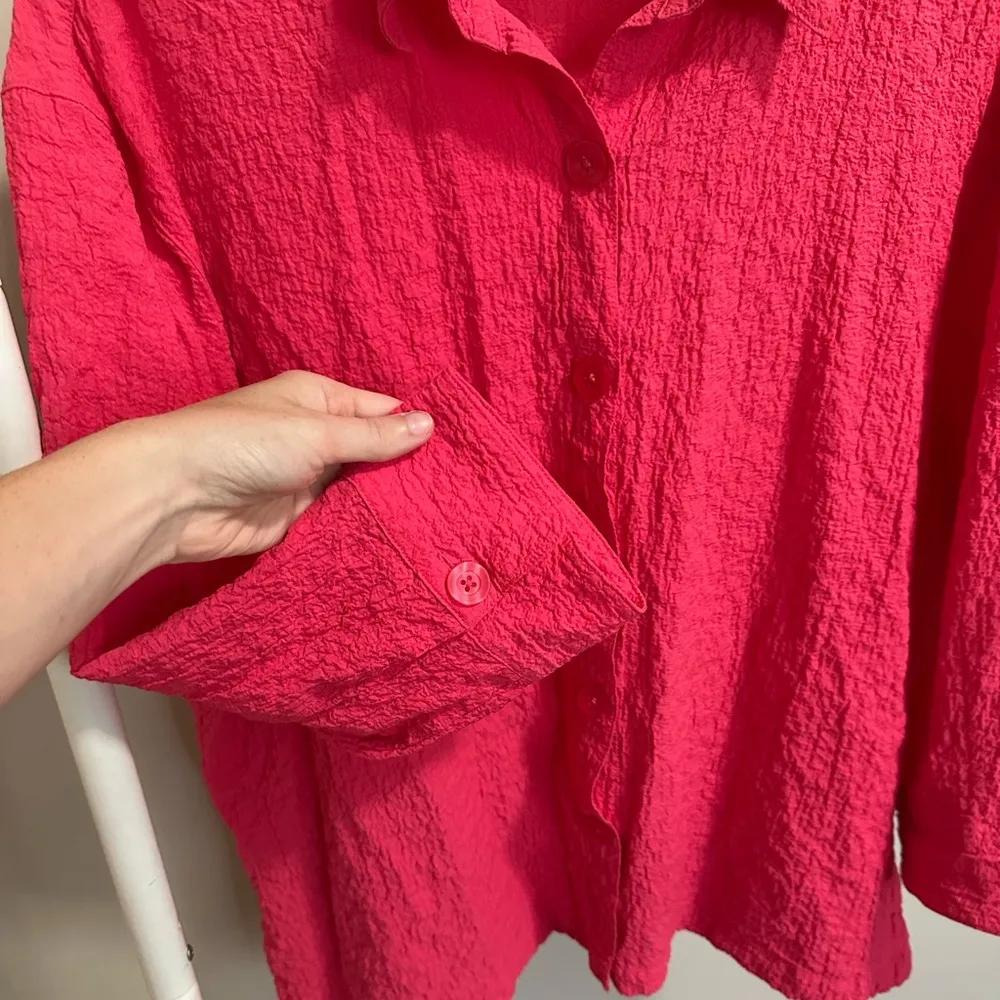 White Stag Coral Vibrance Crepe Textured Button Down Shirt size XL (16-18) - Image 4